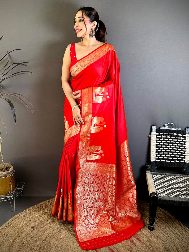 Mashru Satin Zari Weaving Kanchi Border Saree