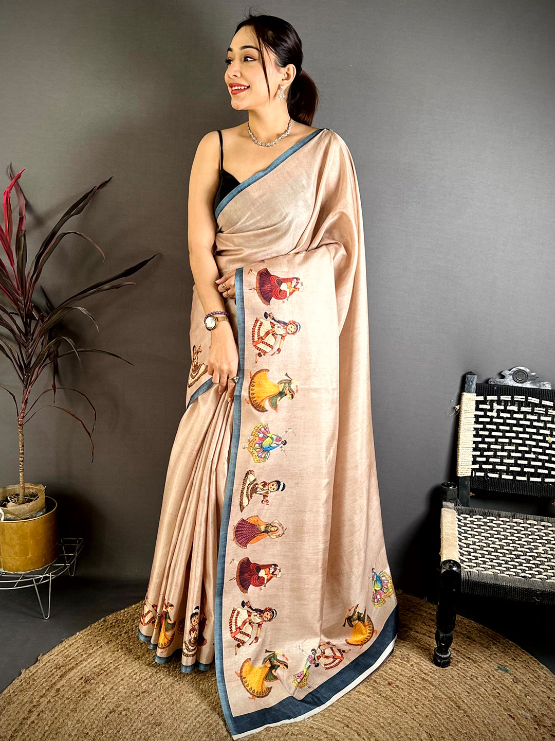 Stylish Bharatanatyam Doll Tussar Saree