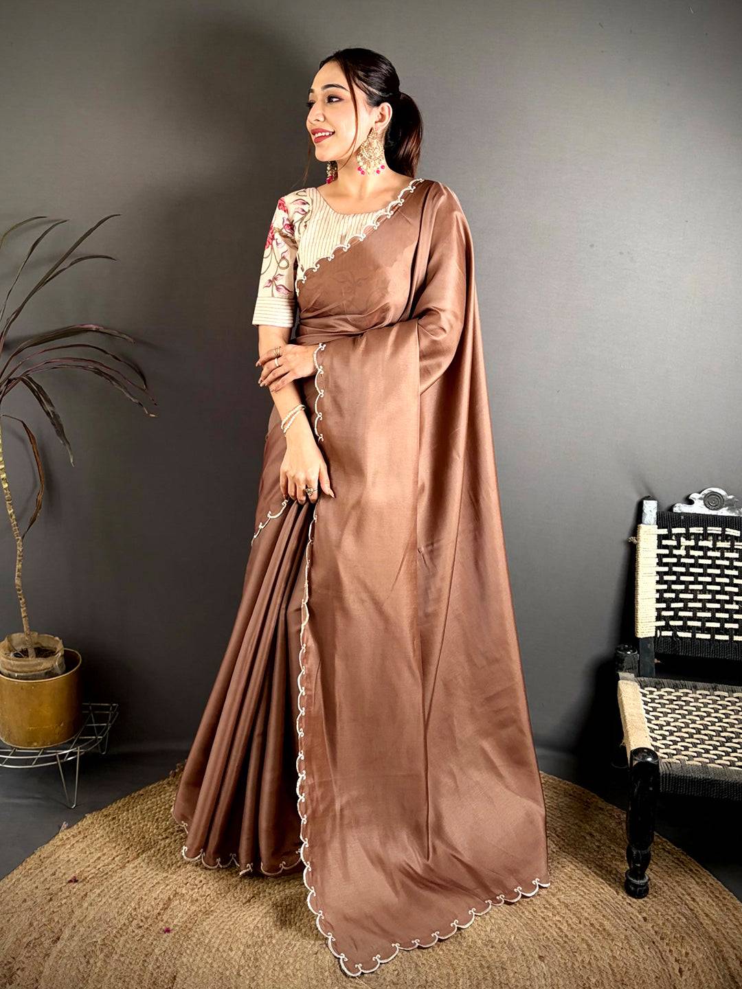 Elegant Sami Silk Resham Cutwork Saree