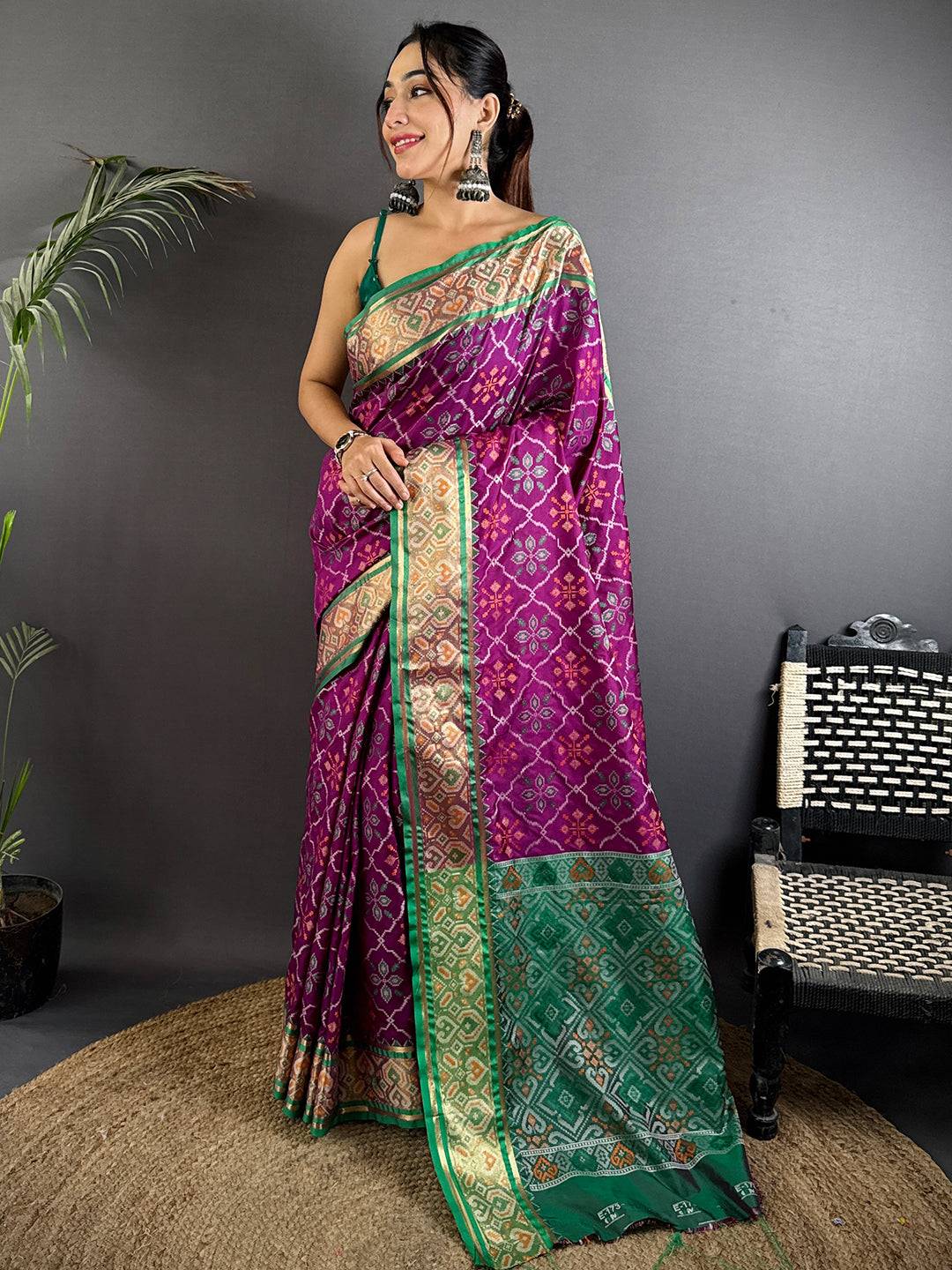 Stylish Pochampally Patola Silk Saree