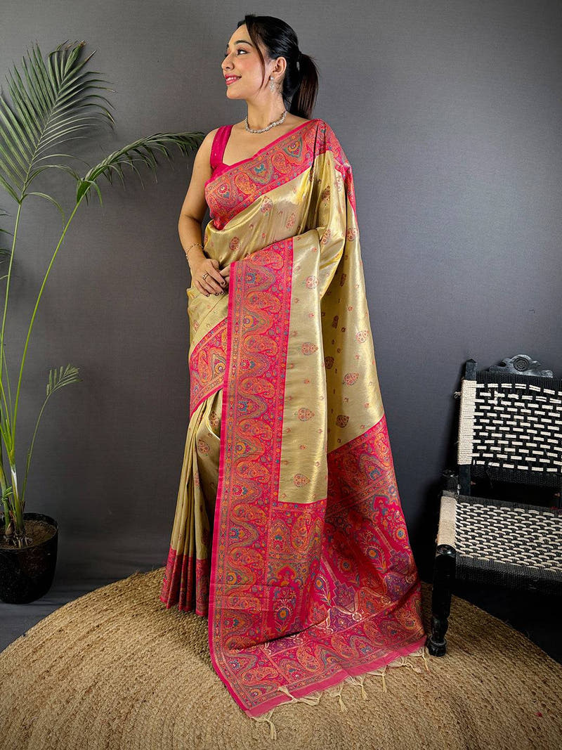 Golden Glow Dharmavaram Silk Saree