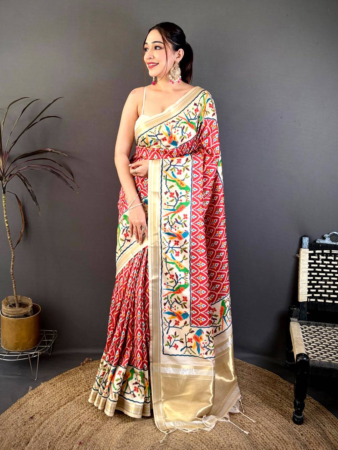 Red Patola Digital Kanchi Silk Saree