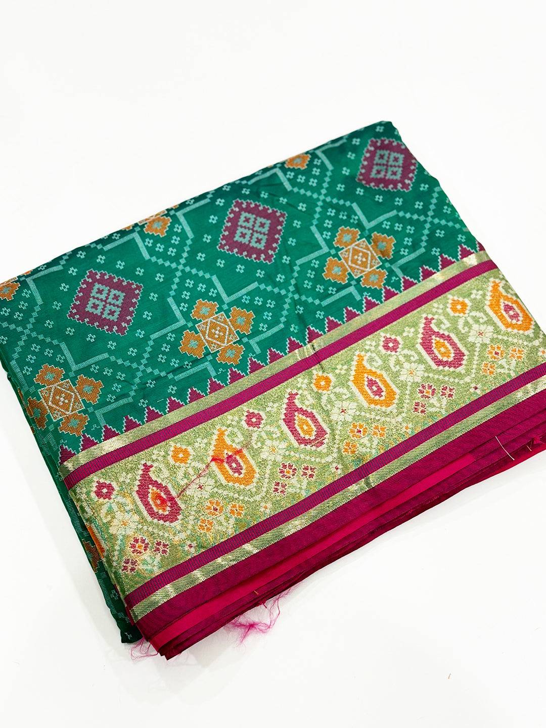 Sky Soft Silk Saree With Patola Weaving