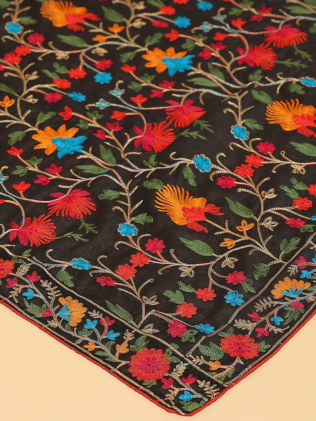 Close-up of Poly Chiffon Dupatta's detailed threadwork pattern