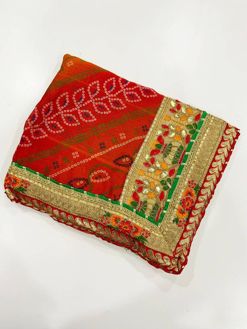 Graceful Foil Work Bandhej Saree