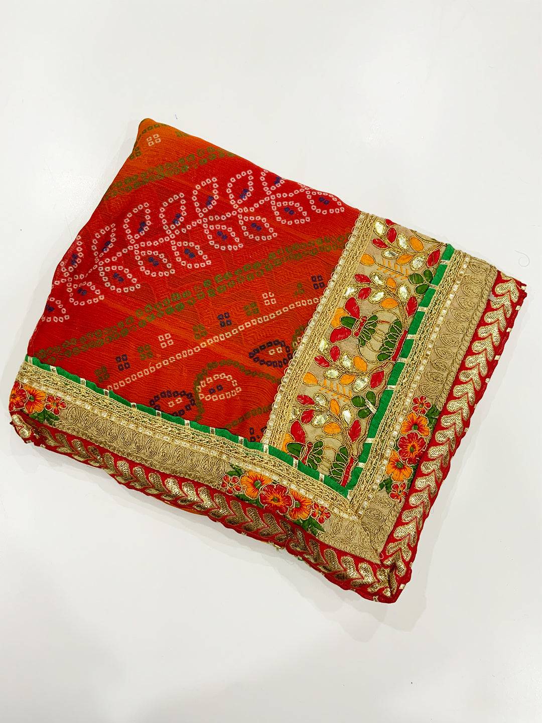 Graceful Foil Work Bandhej Saree