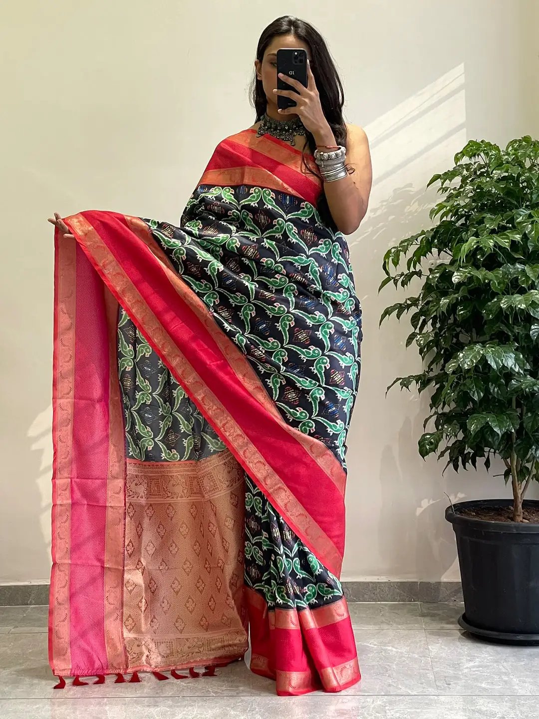 Elegant Pochampally print saree with Gadwal border