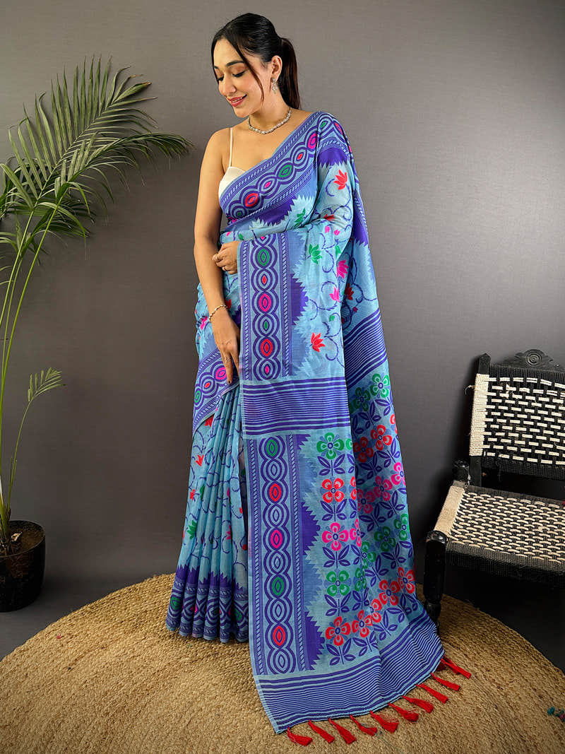 Heritage Dhakai Jamdani Cotton Silk Saree