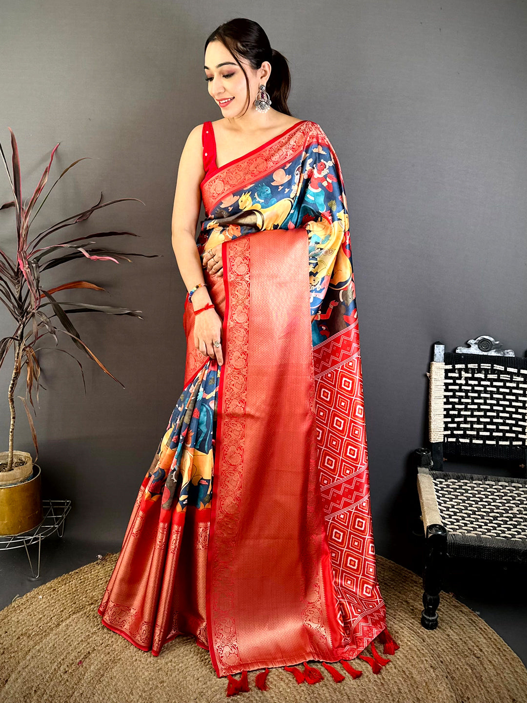 Classic Soft Silk Pichwai Print Kanchi Zari Saree