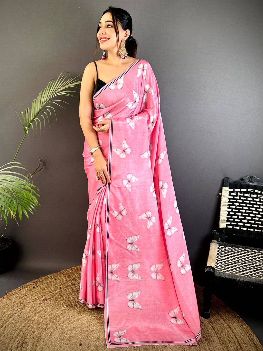 Festive Soft Chinnon Chiffon Floral Saree