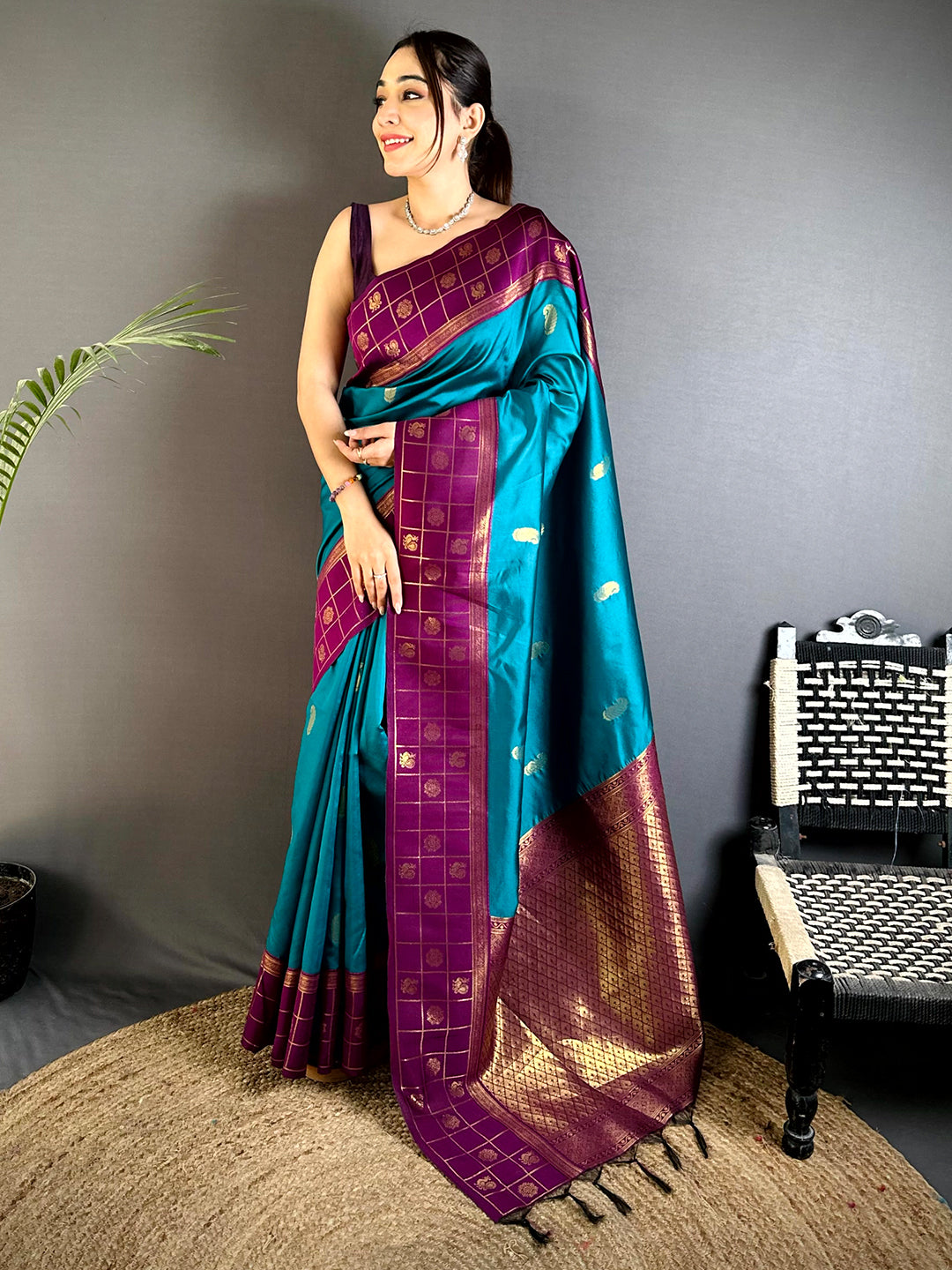 Peacock Aura Banarasi Katan Silk Saree