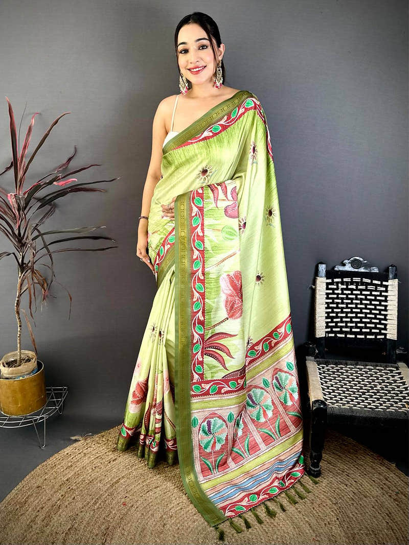 Artistic Rudraksh Zari Border Floral Saree