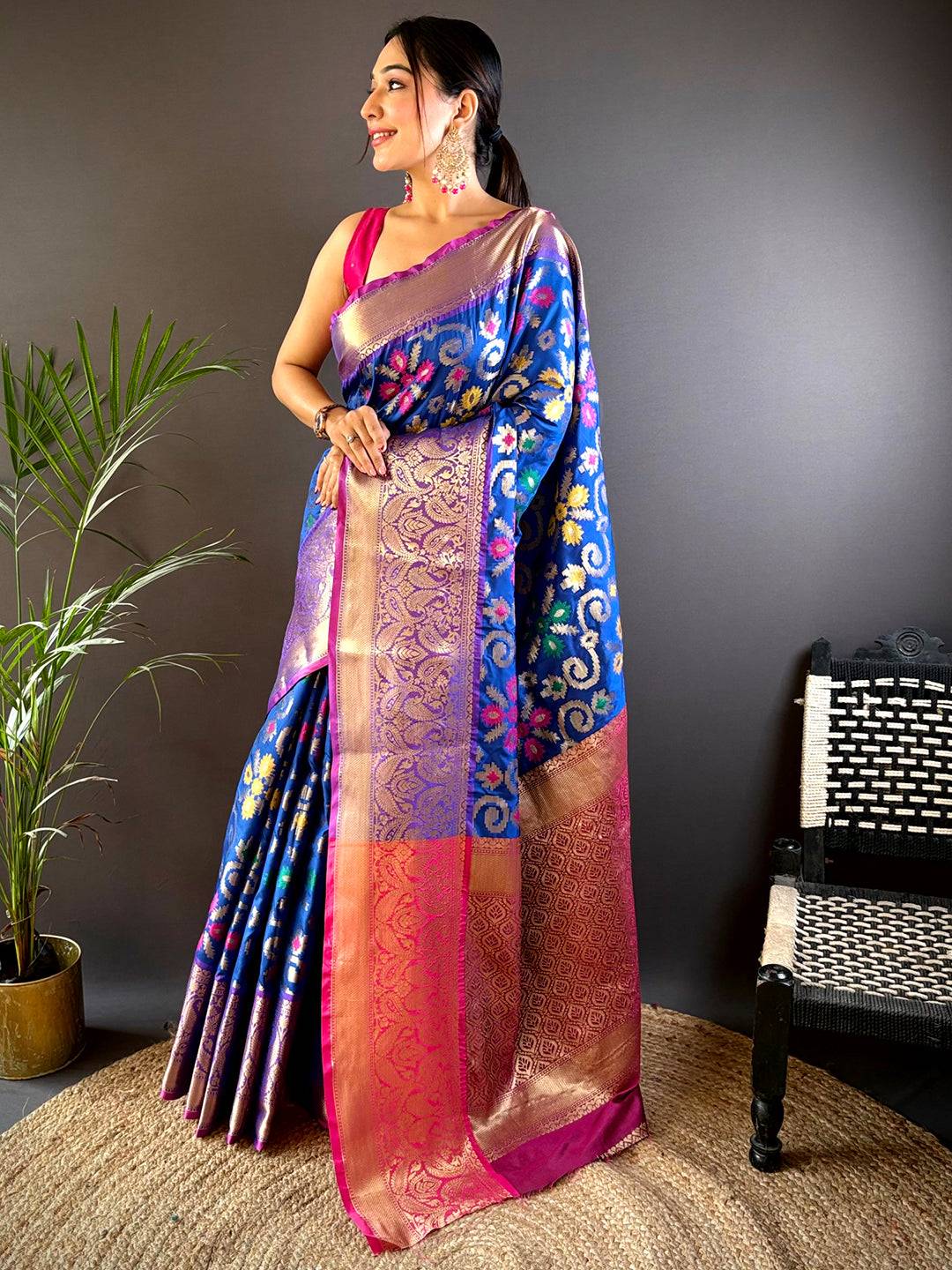 Blue Meenakari Banarasi Silk Saree
