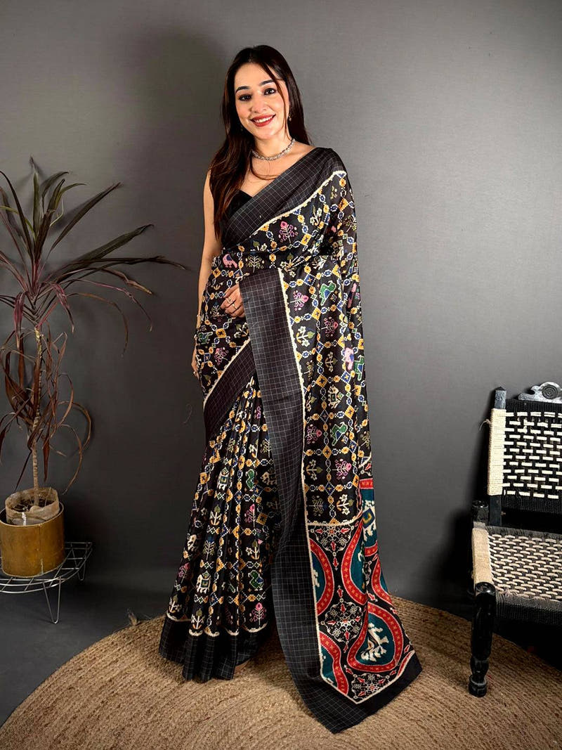 Exclusive Ikkat Pochampally Soft Tussar Saree