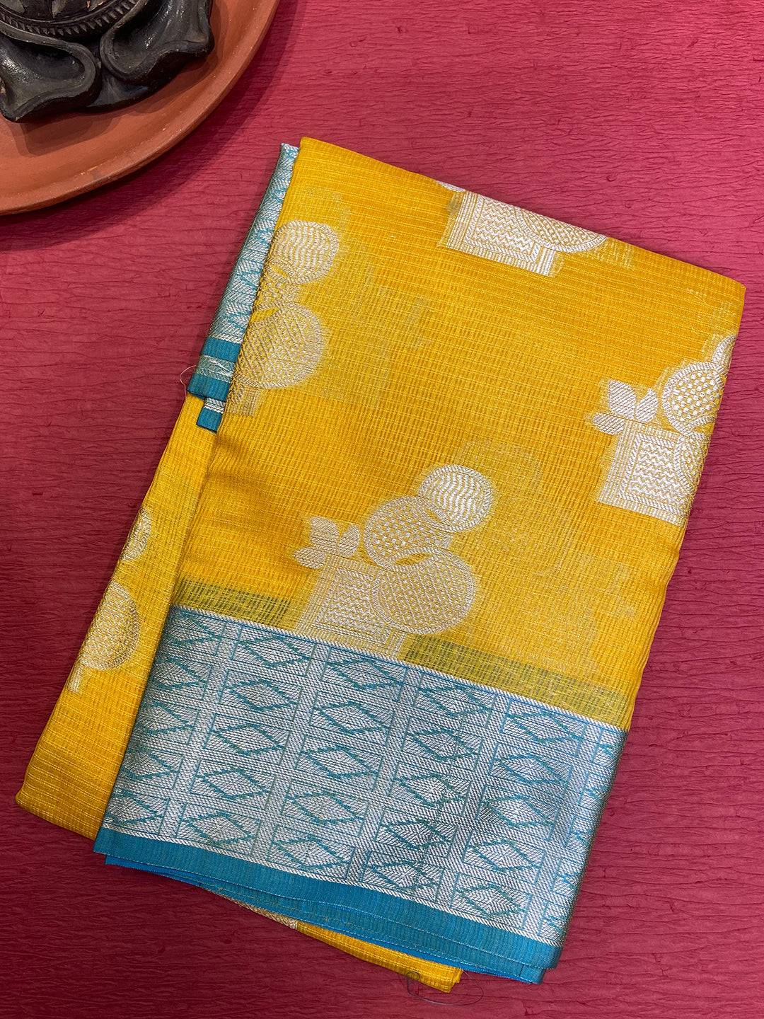 Sunshine Yellow Kota Kora Saree