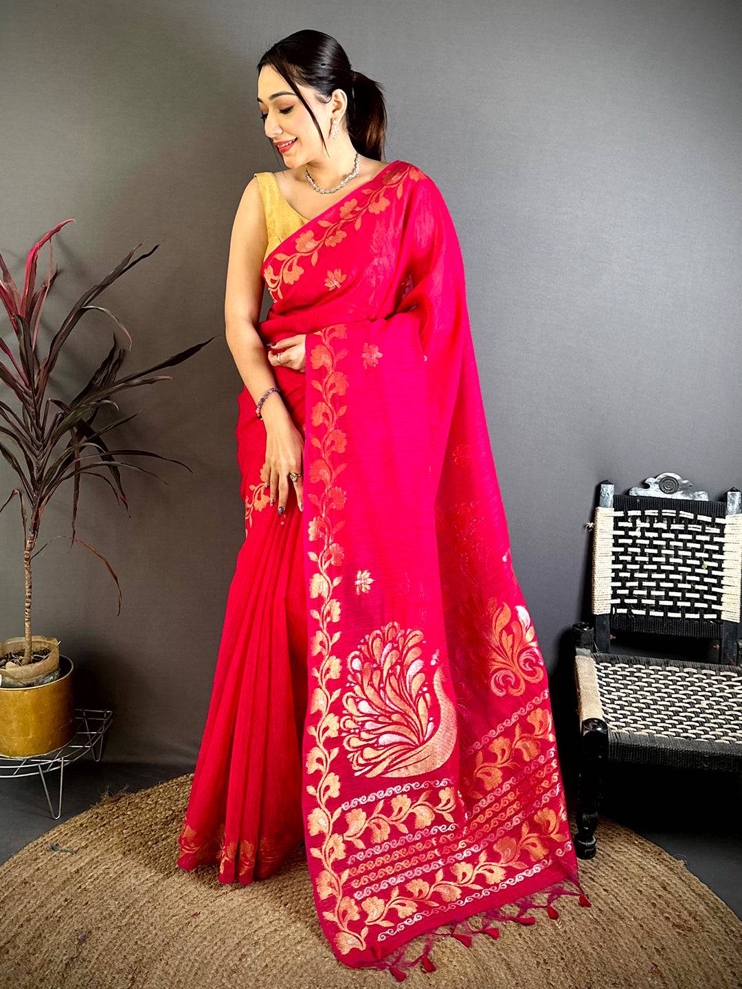 Rani Peacock Zari Munga Saree