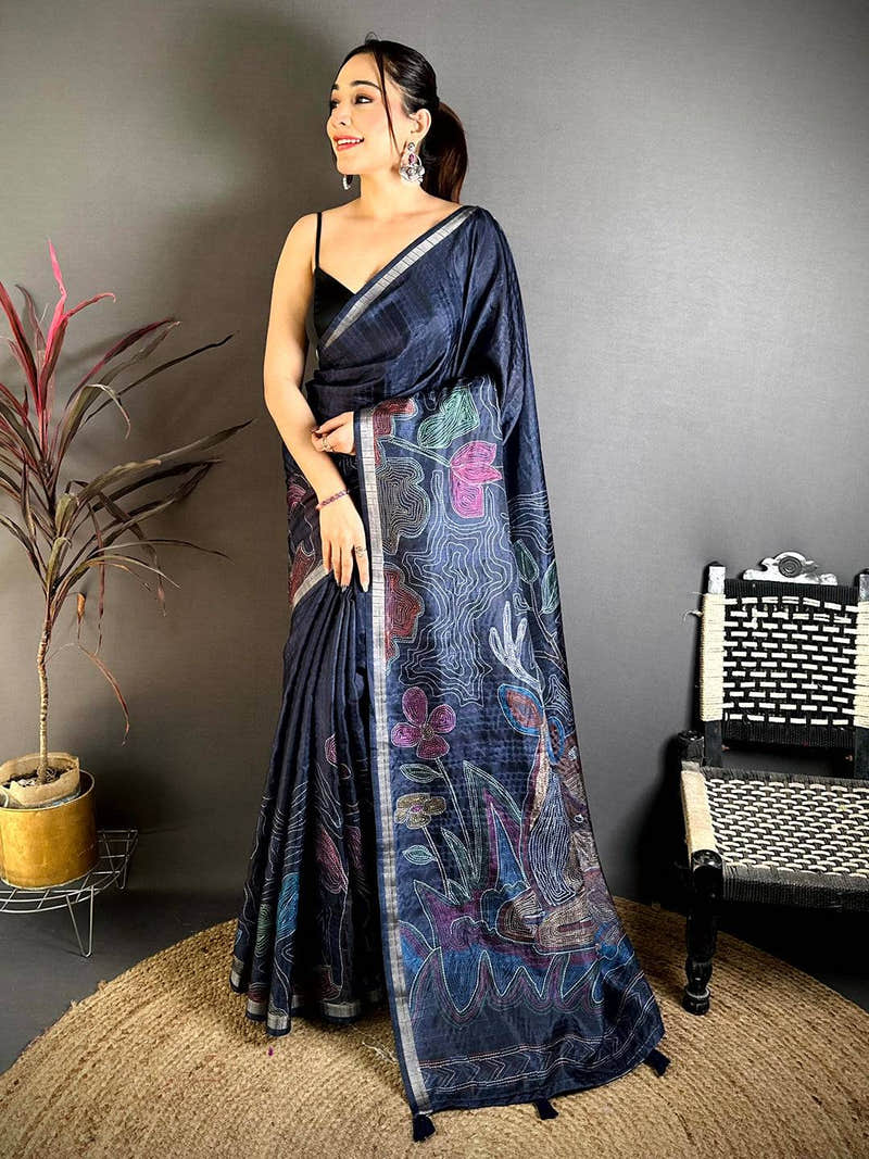Regal Tussar Ghicha Katha Art Saree