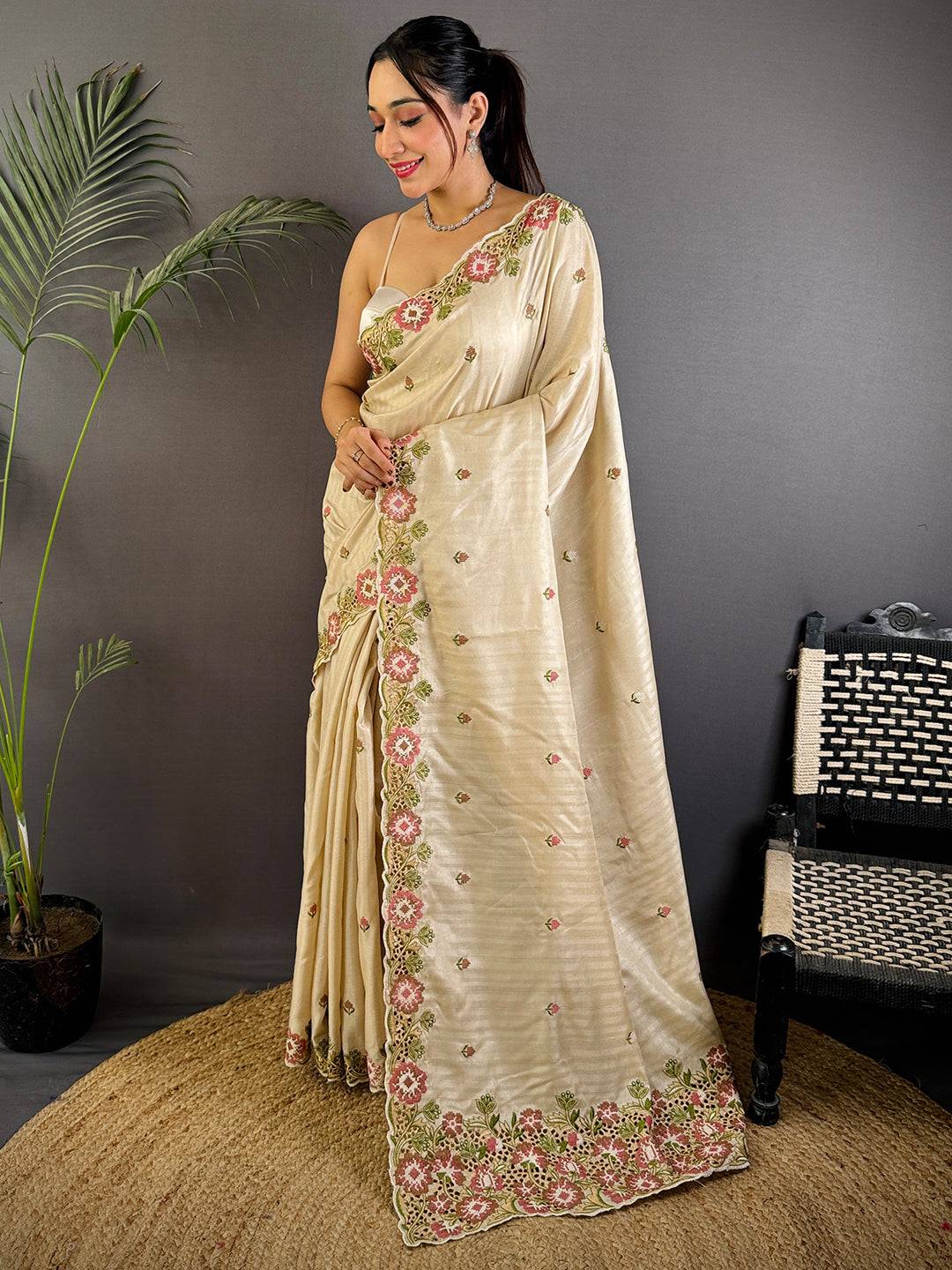 RoseAura Tussar Ghicha Saree