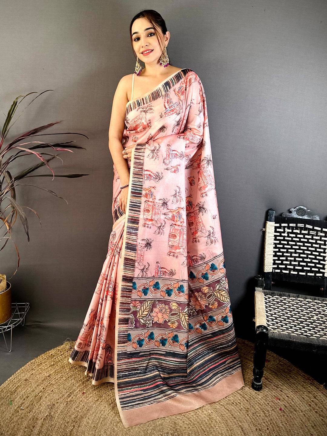 Heritage Tussar Block Print Saree
