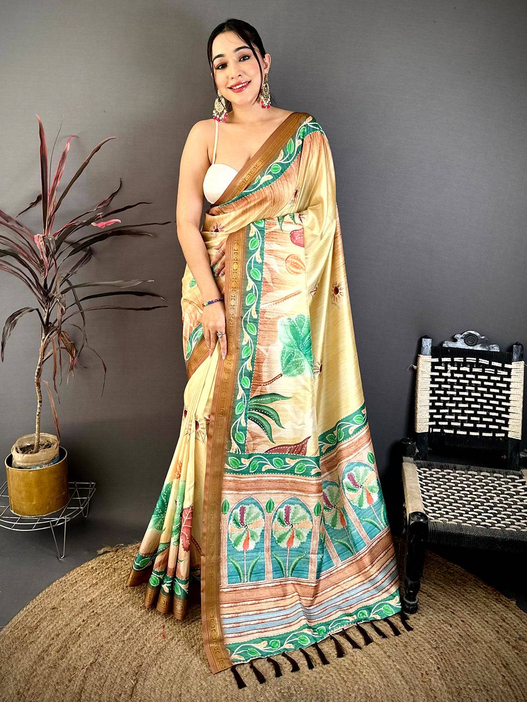 Timeless Rudraksh Zari Border Floral Saree