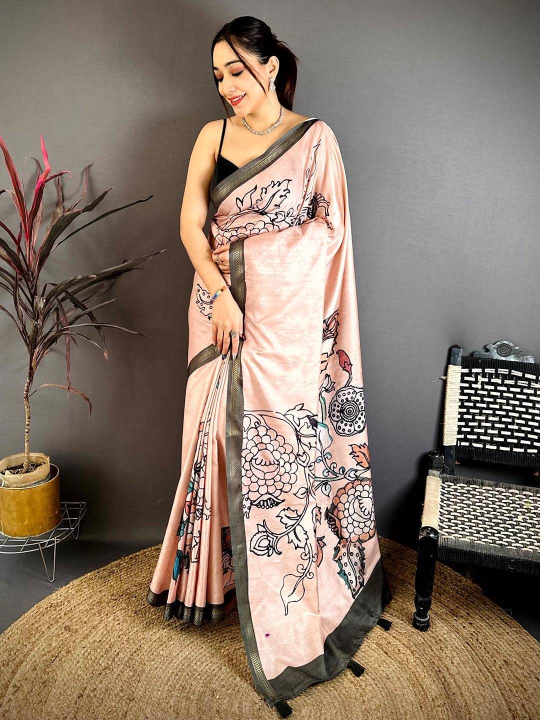 Botanical Grace Tussar Ghicha Saree
