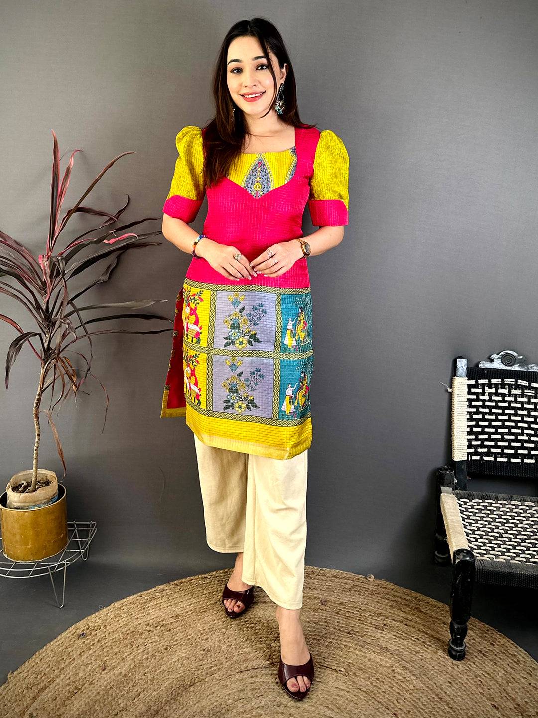 Classic Kota Doriya Round Neck Kurti