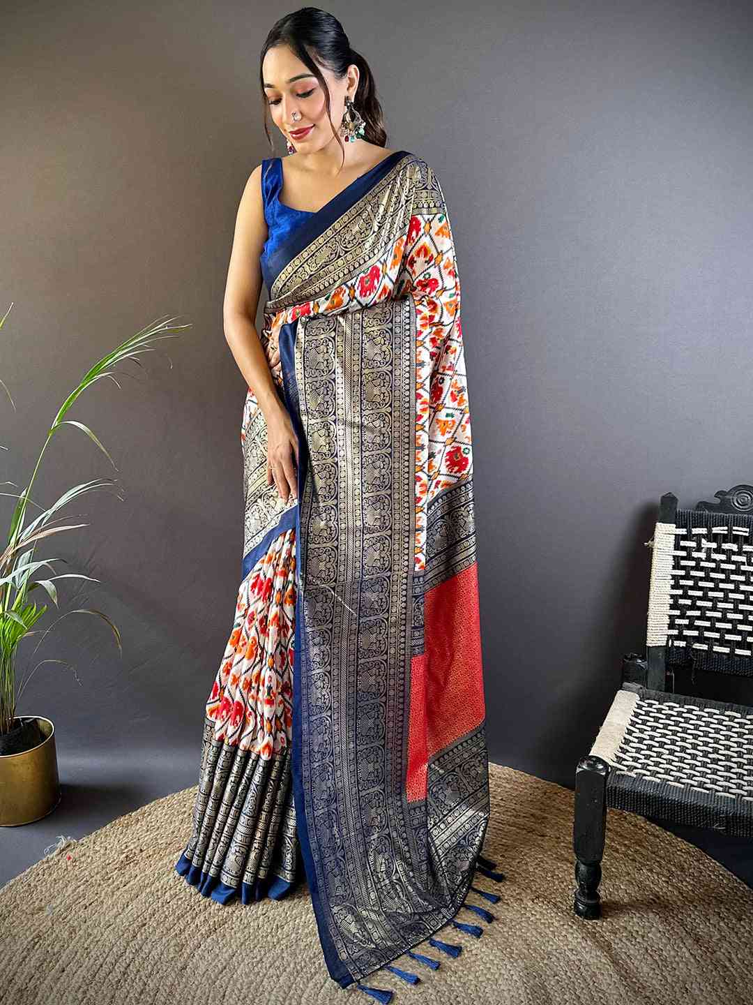 Design Soft Chanderi Silk Patola Design Festive Wear Saree
