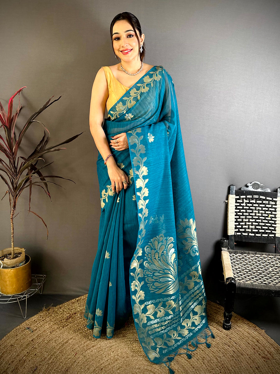 Rama Peacock Zari Munga Saree