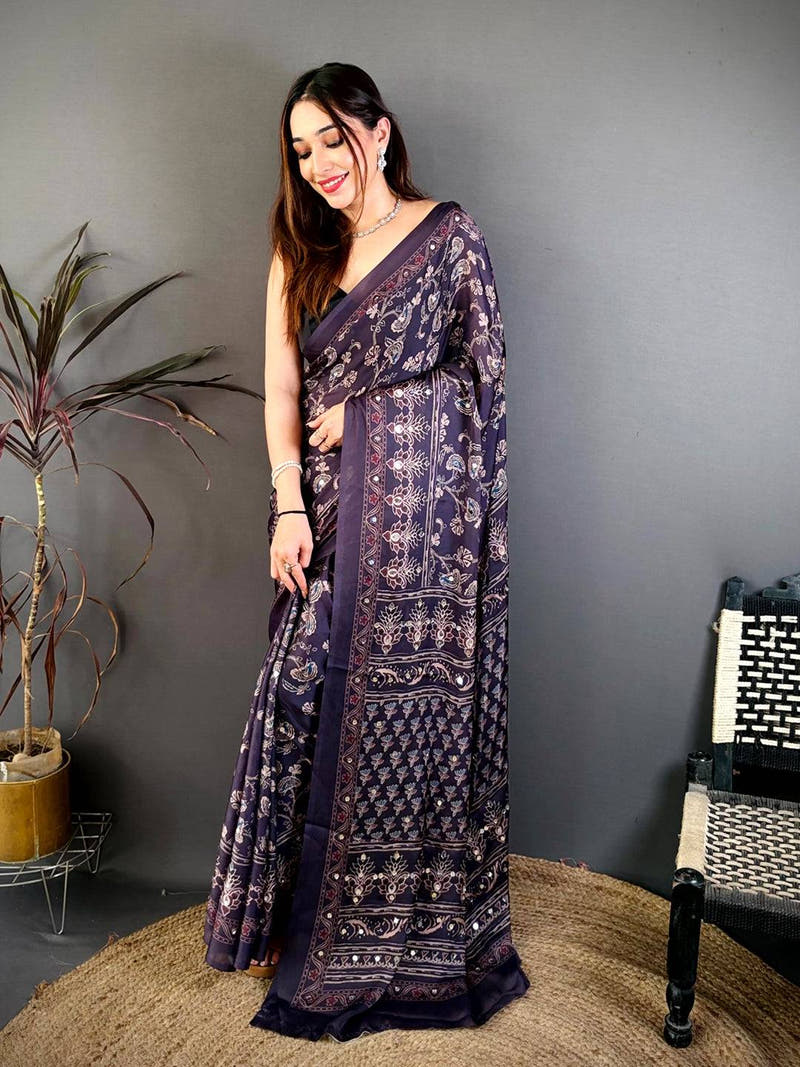 Heritage Soft Georgette Mirror Work Saree