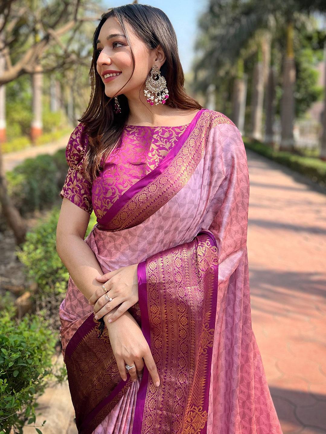 Elegant Kanjivaram silk saree with intricate zari blouse