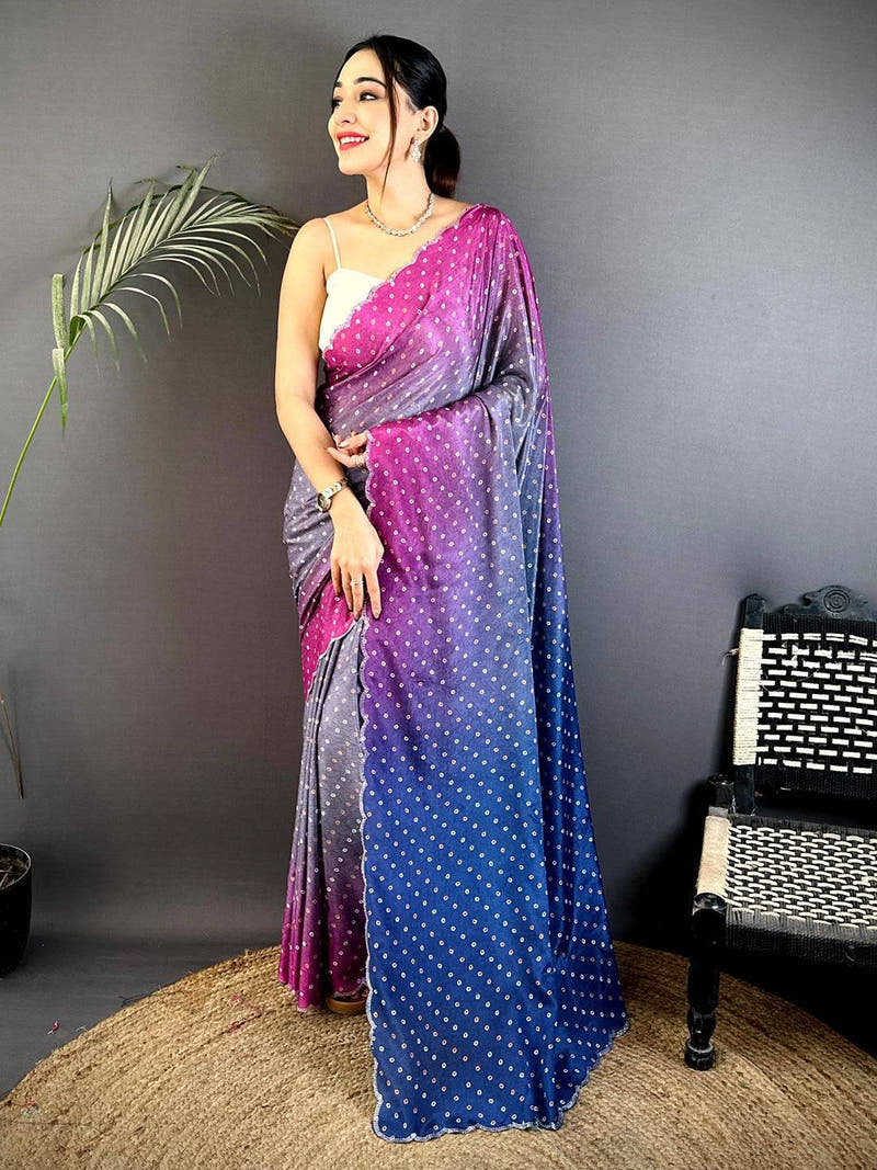 Artistic Chiffon Bandhej Print Saree