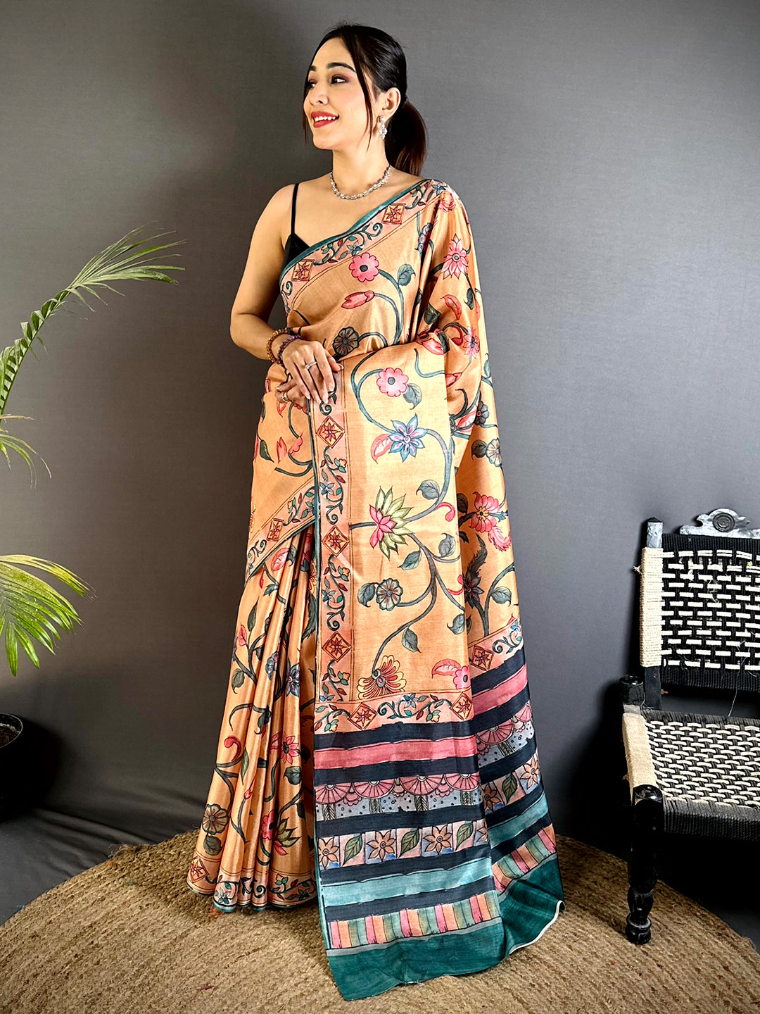 Graceful Pastel Kalamkari Saree
