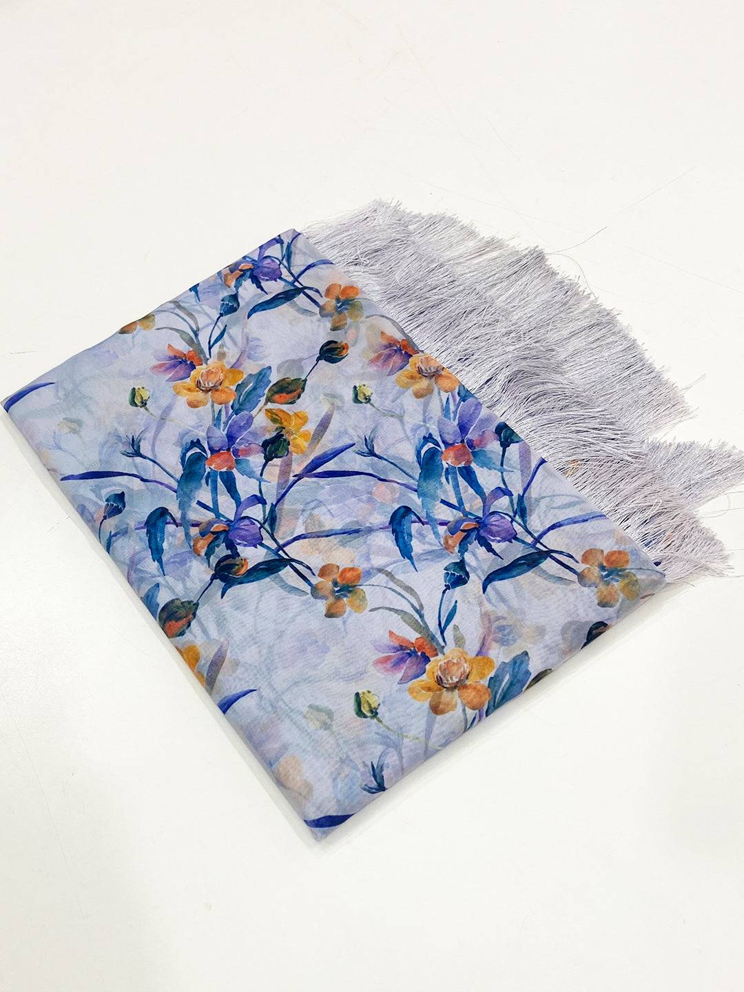 Lavender Floral Tebi Silk Saree