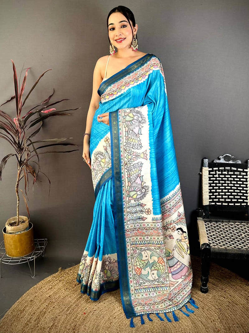 Radiance Madhubani Print Soft Silk Saree