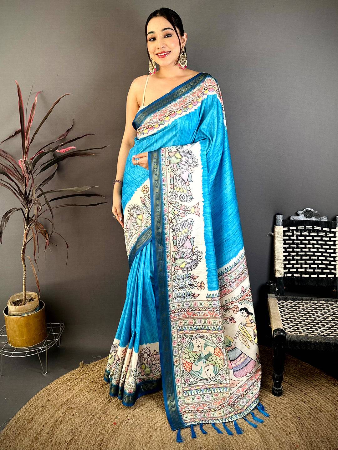 Radiance Madhubani Print Soft Silk Saree