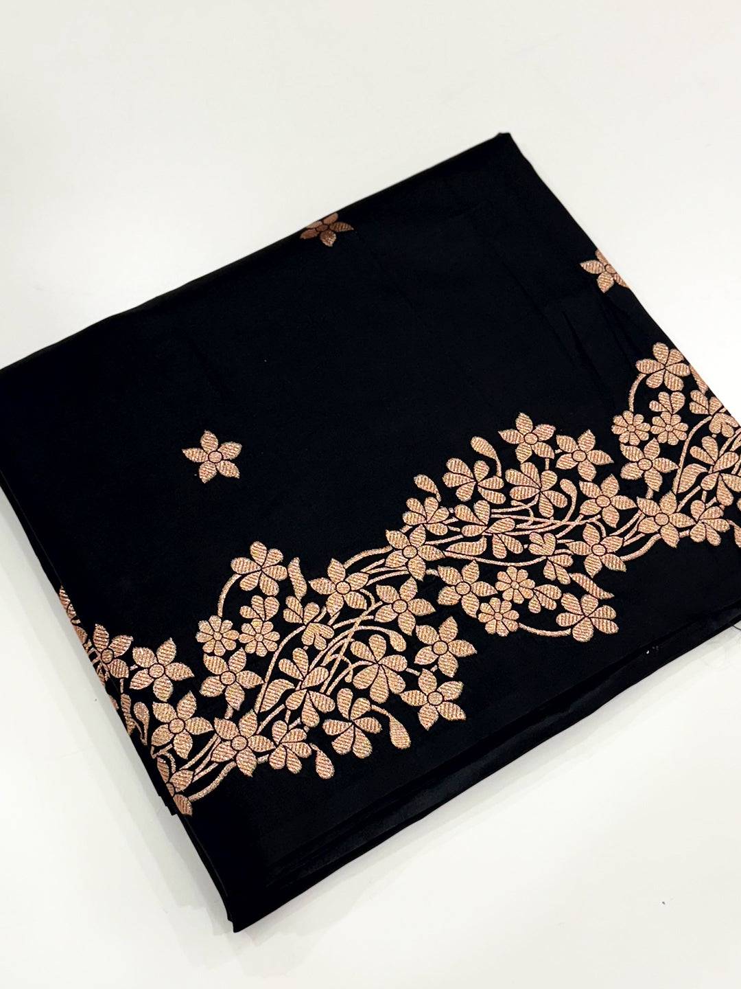 Rose Gold Blossom Soft Satin Silk Saree