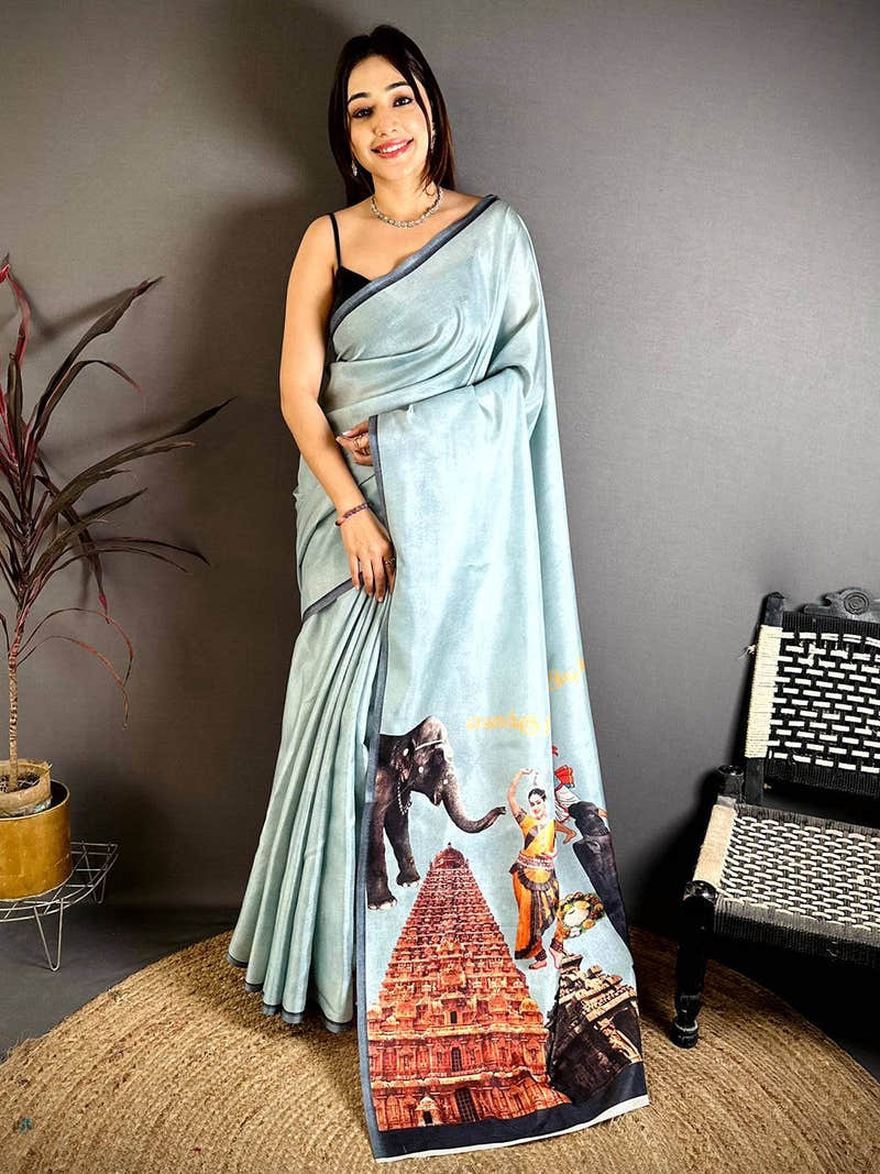 Regal Tamil Cultural Icons Digital Print saree