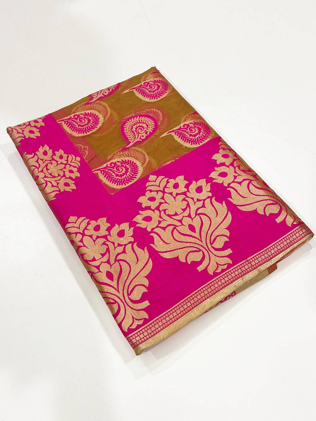 Pink Glass Organza Minakari Pallu Saree