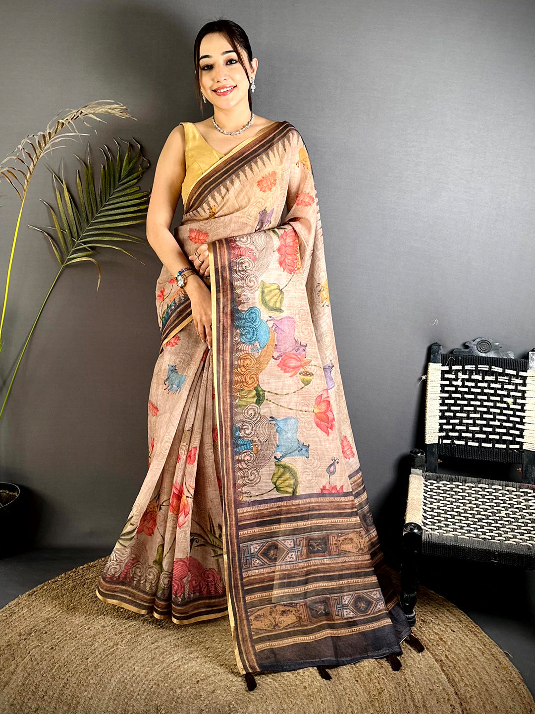 Opulent Pichwai Linen Tissue Saree