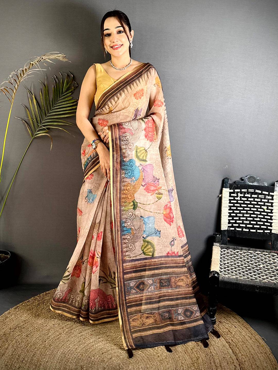 Opulent Pichwai Linen Tissue Saree