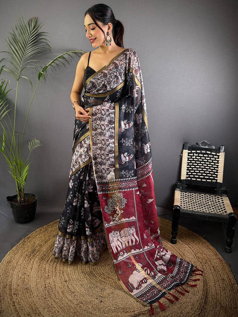 Artisan Block Print Chanderi Saree
