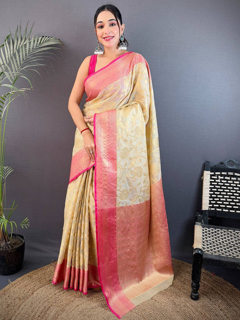 Radiance Kota Kora Gold Zari Saree