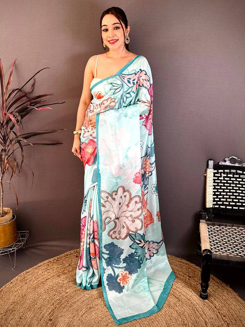 Radiant Chinnon Chiffon Floral Print Saree