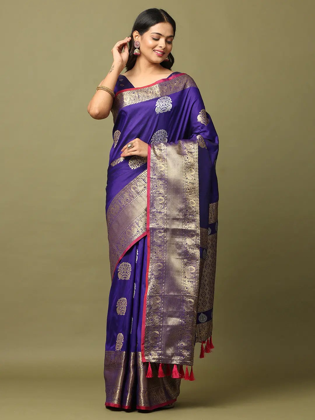 Pure Banarasi Katan Silk Kanchi Zari Weaving Saree