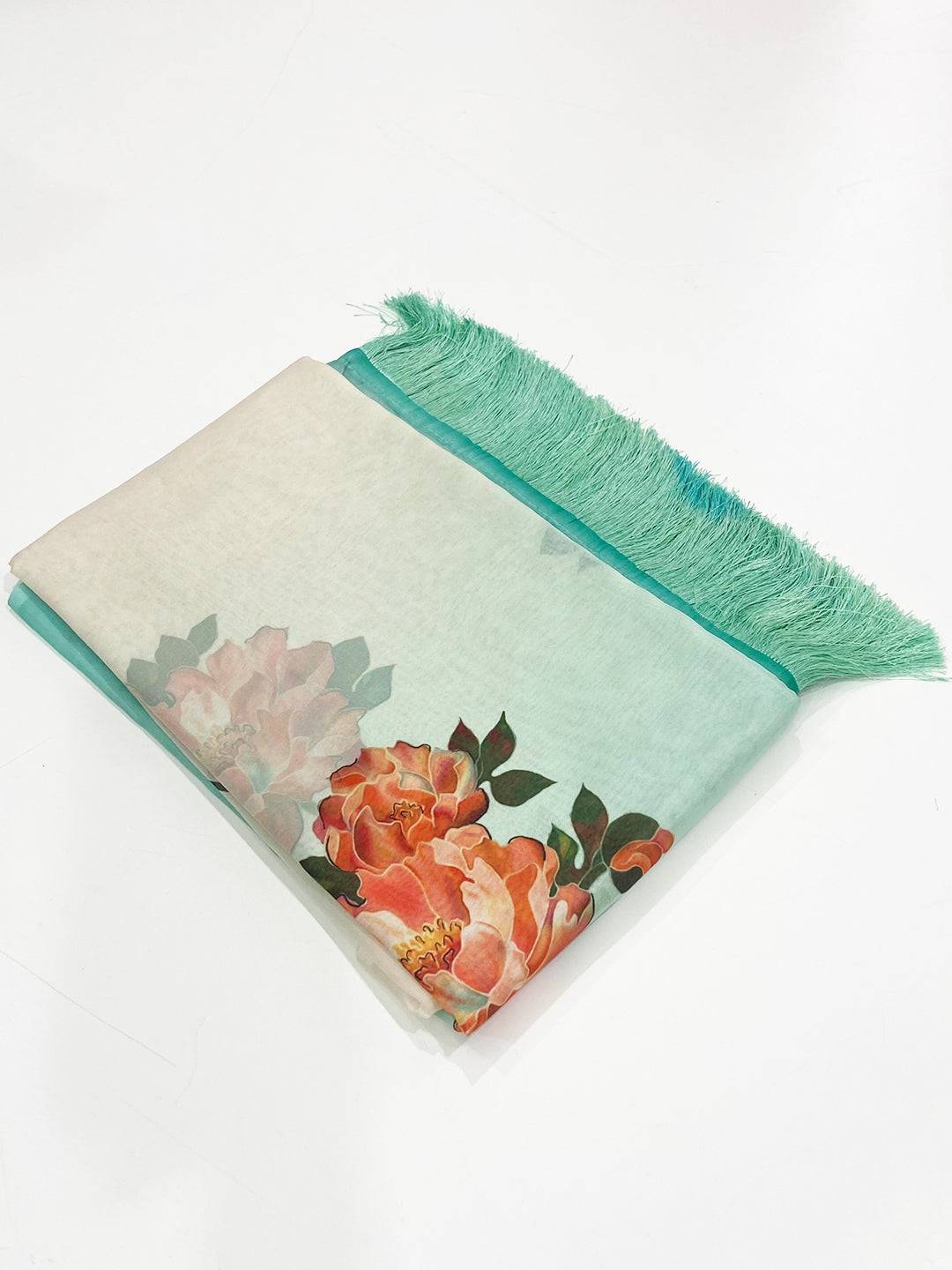Serene Sea Green Pure Tebi Silk Saree