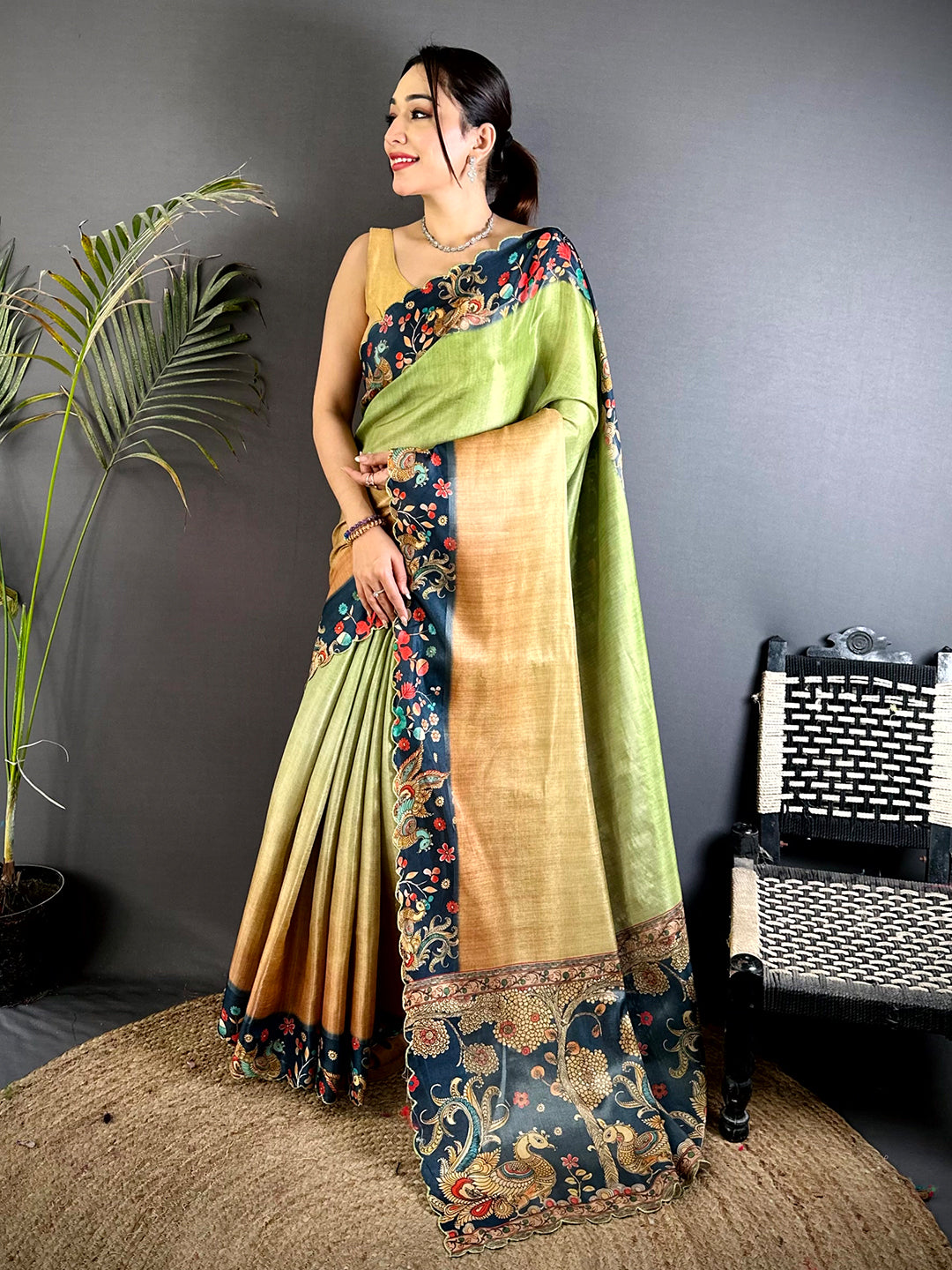 Opulent Pen Kalamkari Shibori Cutwork Saree