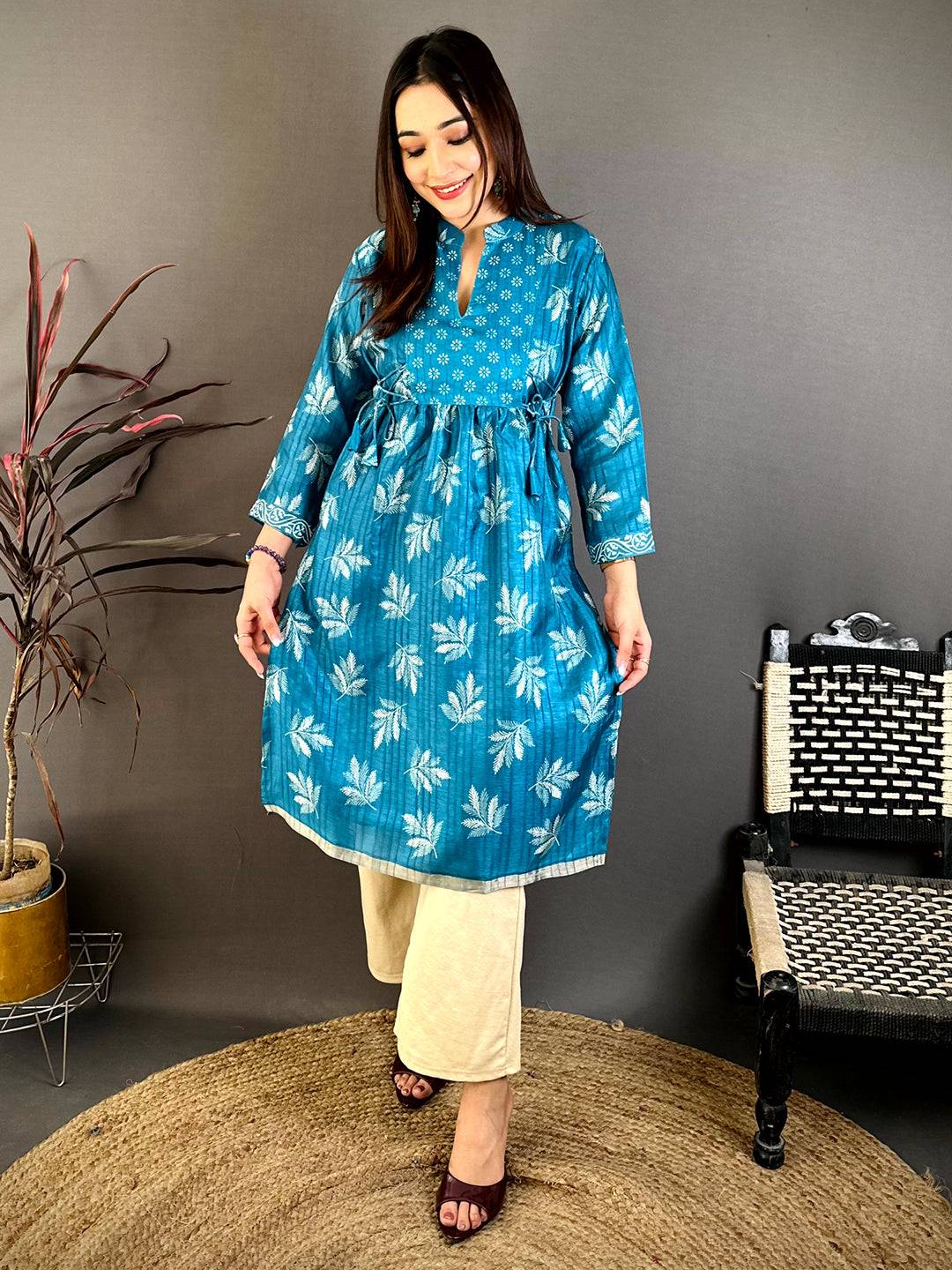 Classic Kota Doriya Collar Flare Kurti