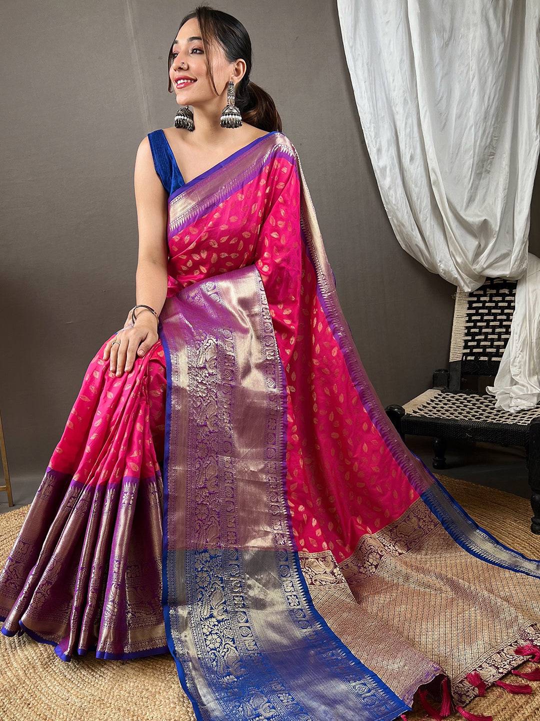 Beautiful Banarasi saree with rich zari border