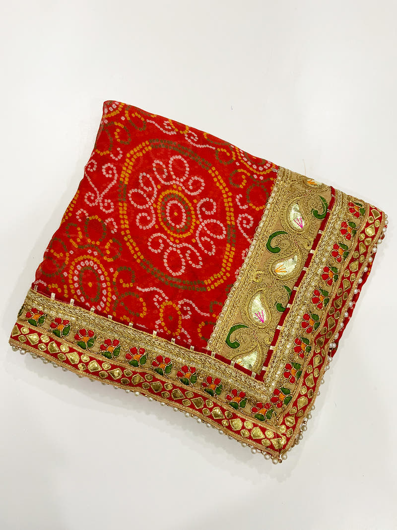 Designer Foil Work Bandhej Print Saree