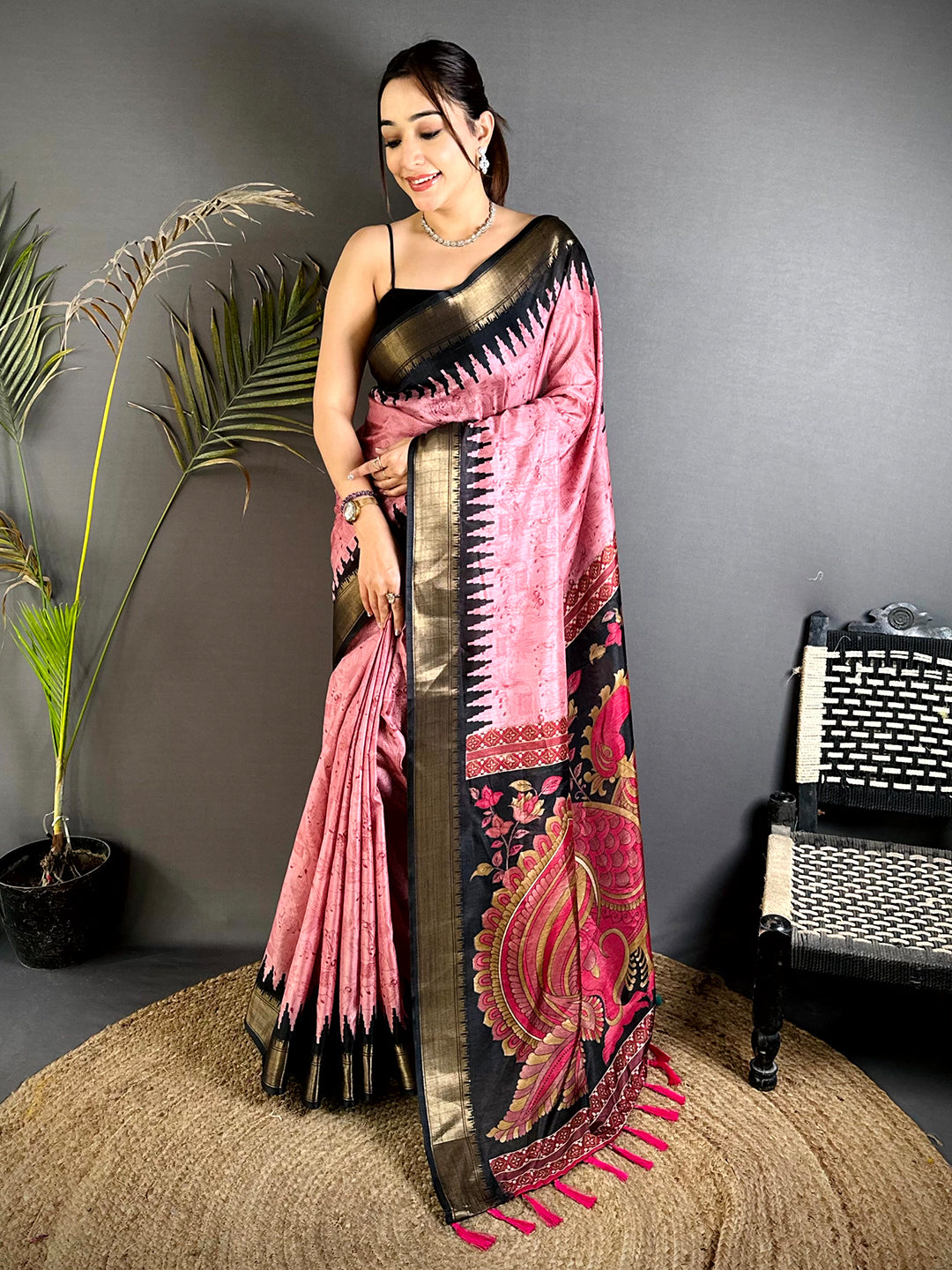 Majestic Kalamkari Dola Silk Saree